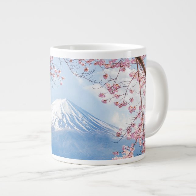Ice & Snow | Cherry Blossoms Mt. Fuji Japan Jumbo-Tasse (Vorderseite Rechts)