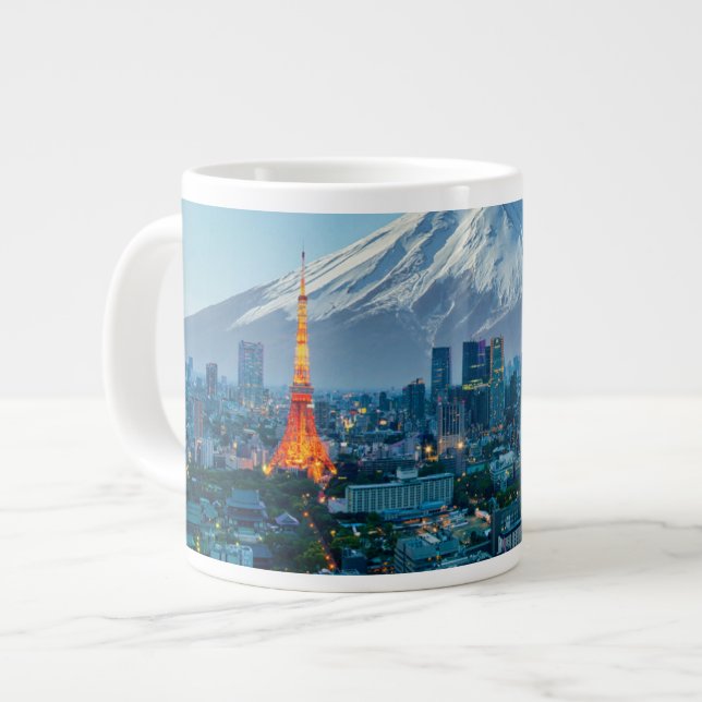 Ice & Snow | Mt. Fuji & Tokyo Skyline Jumbo-Tasse (Vorderseite Links)