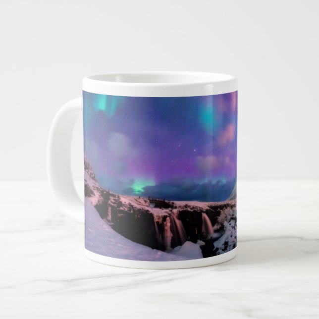 Ice & Snow | Northern Lights,  Kirkjufell Mountain Jumbo-Tasse (Vorderseite Links)