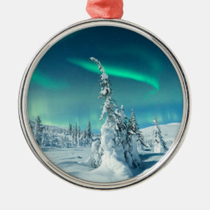Ice & Snow Northern Lights, Lapland, Finland Ornament Aus Metall