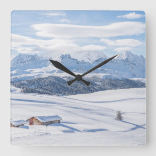 Ice & Snow   Snowscape European Alps, Italy Quadratische Wanduhr