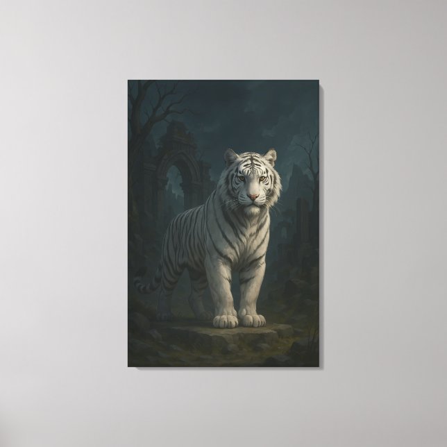 Ice Spirit White Tiger – Mystic Guardian of Calm P Leinwanddruck (Vorderseite)