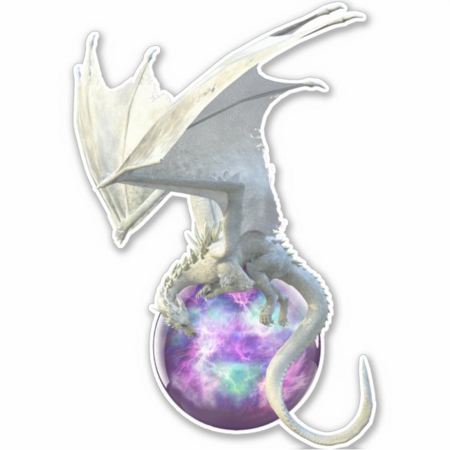 Ice White Dragon Lila Sphere Fantasy Aufkleber (Vorderseite)