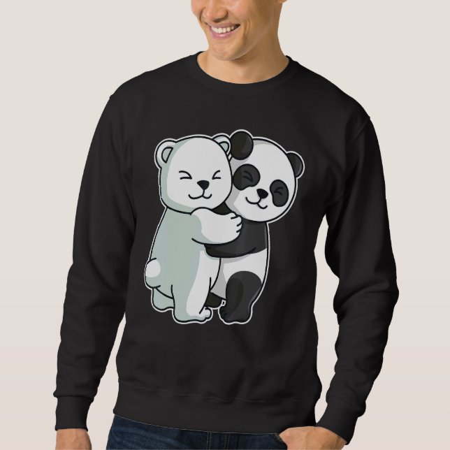 Icebear Panda Niedlich Polar Bären Umarmung Cuddle Sweatshirt (Vorderseite)
