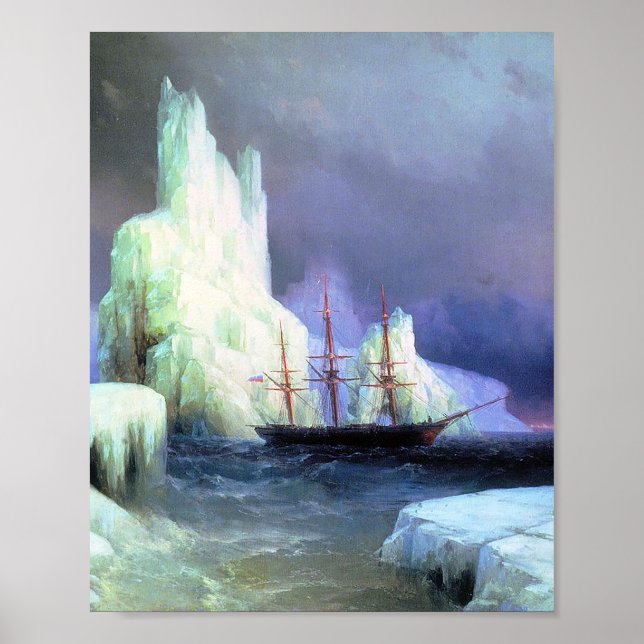 Icebergs im Atlantik von Ivan Aivazovsky Poster (Vorne)