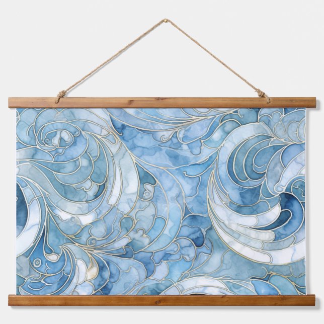 Icebound Fantasy Realm Winter Wandteppich Mit Holzrahmen (Vorne)