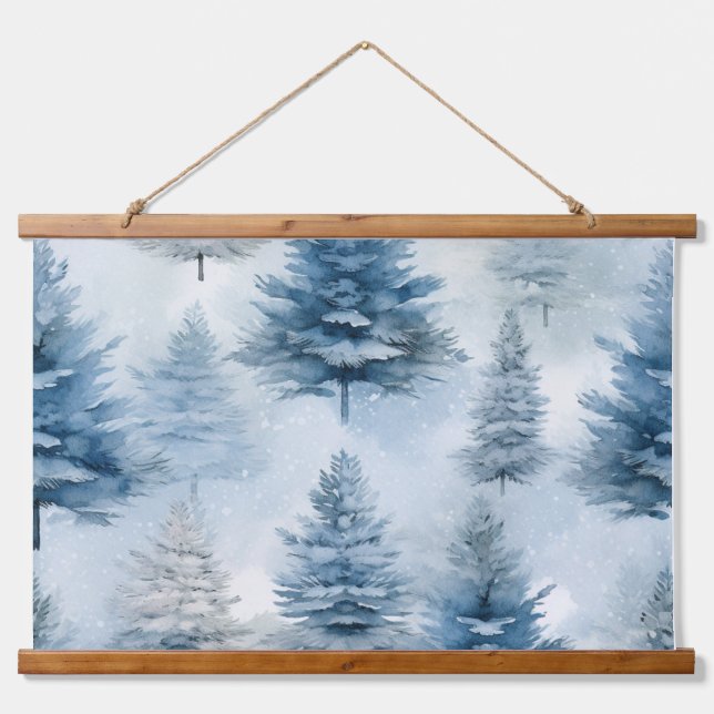 Icebound Fantasy Realm Winter Wandteppich Mit Holzrahmen (Vorne)