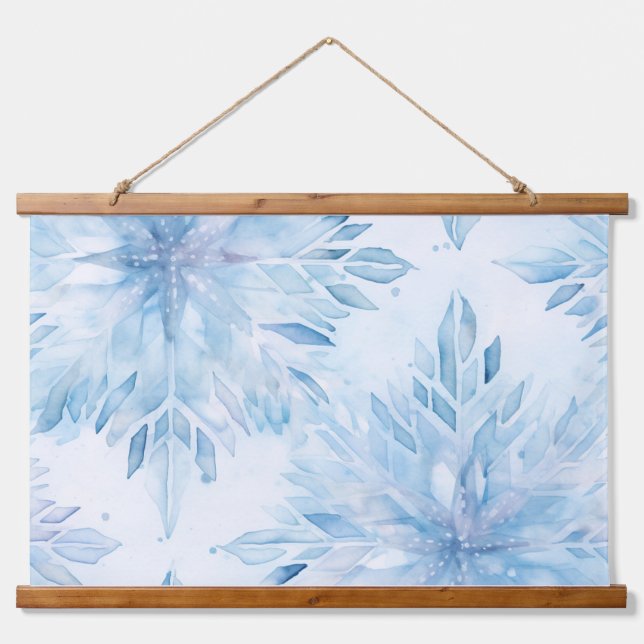 Icebound Fantasy Realm Winter Wandteppich Mit Holzrahmen (Vorne)