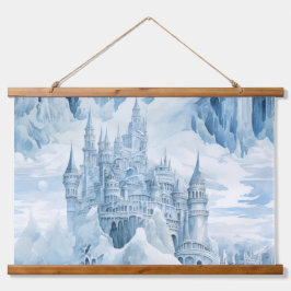 Icebound Fantasy Realm Winter Wandteppich Mit Holzrahmen