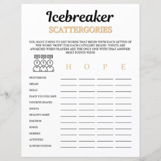 Icebreaker Scattergories Spiel