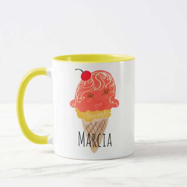 Icecream Curly Hair Kawaii Individuelle Name Tasse (Links)