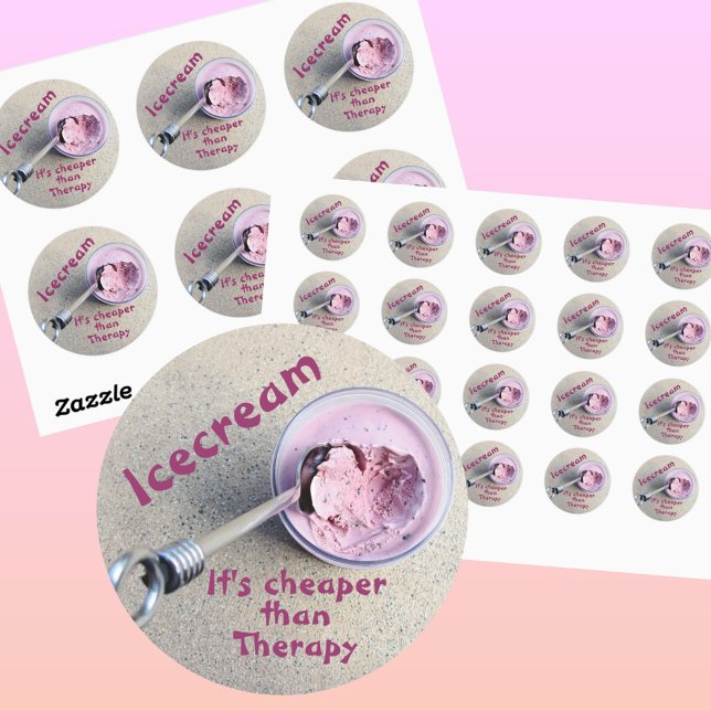 Icecream Es ist billiger als Therapy Funny Runder Aufkleber (Von Creator hochgeladen)