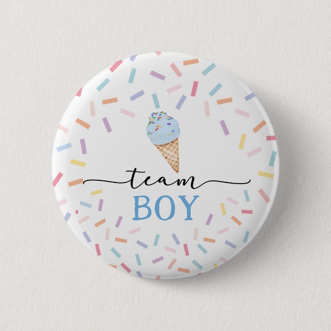 Icecream Gender Reveal Team Boy Button (Vorderseite)