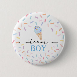 Icecream Gender Reveal Team Boy Button