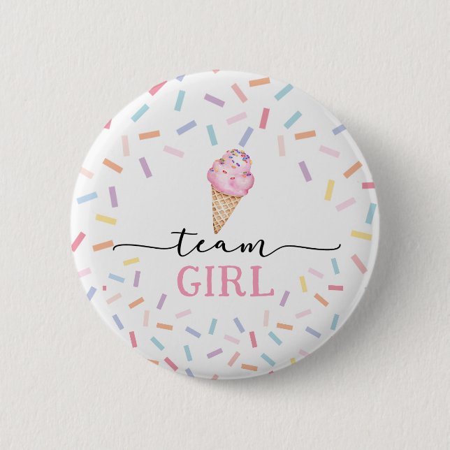 Icecream Gender Reveal Team Girl Button (Vorderseite)