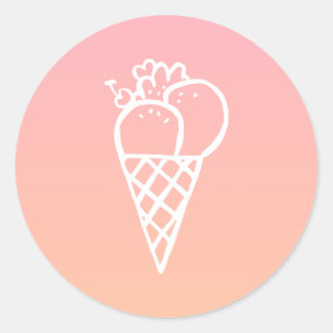 Icecream Kawaii Doodle Pastel Pink Gastgeschenk Runder Aufkleber