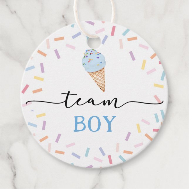 Icecream Team Boy or Girl Gender Reveal Geschenkanhänger (Vorderseite)