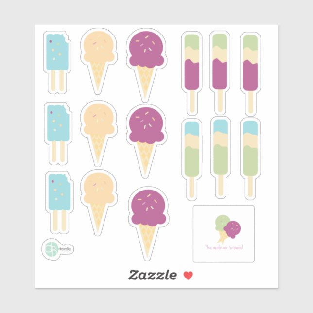 Icecream und Swirl Pop mit Sprinkles Individuelle  Aufkleber (Blatt)