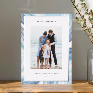 Iced Agate Border   Hanukkah Foto Silver Folien Feiertagskarte