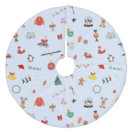 Iced Blue Santa Clause Snowman Weihnachten Fleece Weihnachtsbaumdecke