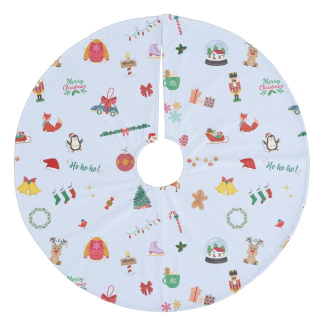 Iced Blue Santa Clause Snowman Weihnachten Fleece Weihnachtsbaumdecke (Vorderseite)