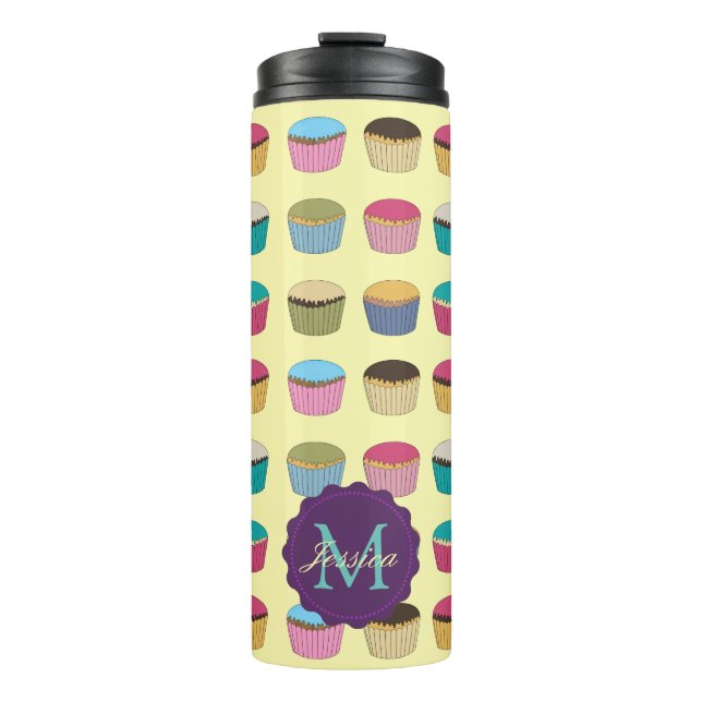 Iced Buns Cupcake Colorful Muster Personalisiert Thermosbecher (Vorderseite)