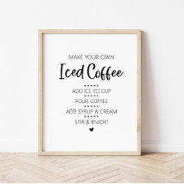 Iced Coffee Bar Drink Sign Poster