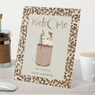 Iced Coffee Beans Baby Dusche Begrüßung Sockelschild