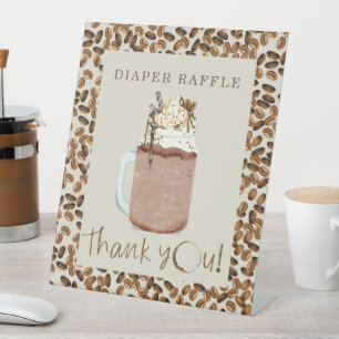 Iced Coffee Beans Baby Shower Diaper Raffles Sockelschild