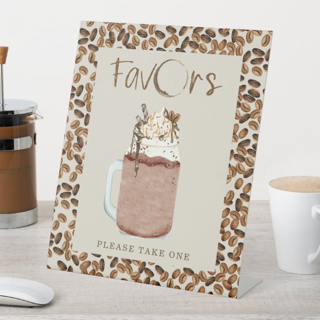 Iced Coffee Beans Baby Shower Favorit Sockelschild (In Situ)