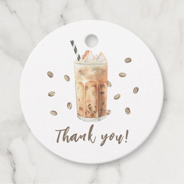 Iced Coffee brauen Babydusche Danke Geschenkanhänger (Vorderseite)