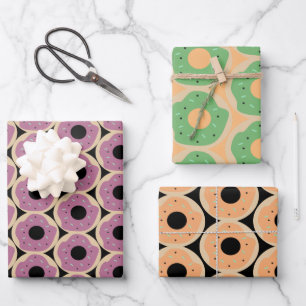 Iced Donuts Halloween Sprinkles Orange Green Black Geschenkpapier Set