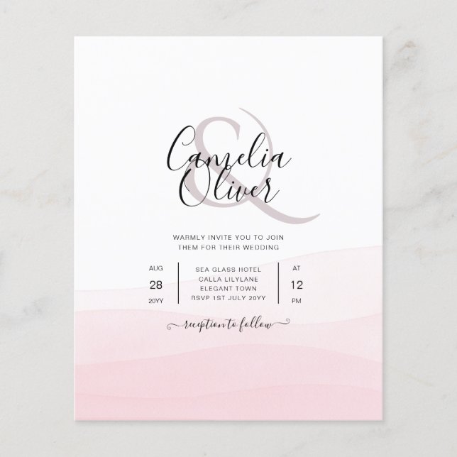 Iced Pink Ombre Wedite Invite Flyer (Vorne)