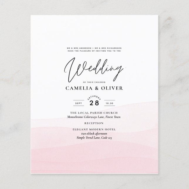 Iced Pink Ombre Wedite Invite Flyer (Vorne)