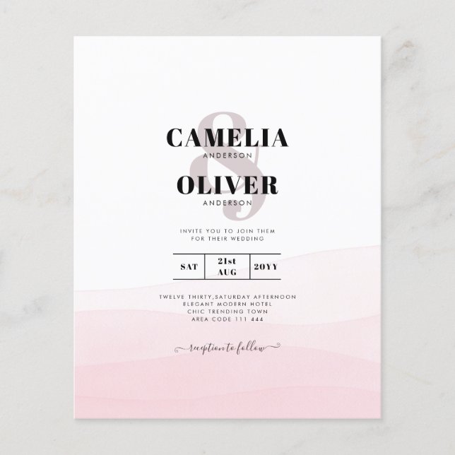 Iced Pink Ombre Wedite Invite Flyer (Vorne)
