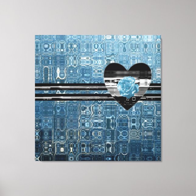 Iced Rose Blue Heart Leinwanddruck (Vorderseite)