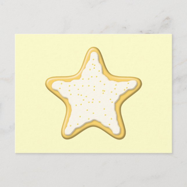 Iced Star Cookie. Gelb und Creme. Postkarte (Vorderseite)