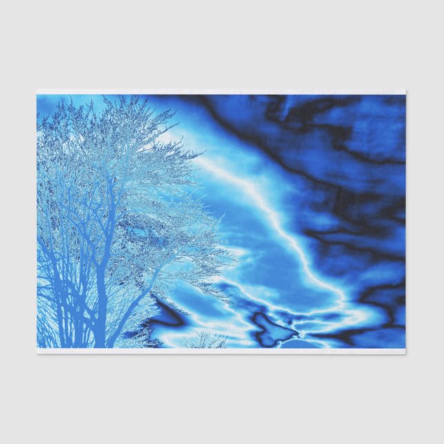 Iced Winter Tree Cobalt Blue Sky Seidenpapier (Vorderseite)