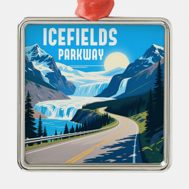 Icefields Parkway Alberta Canada Landscape Ornament Aus Metall (Vorne)