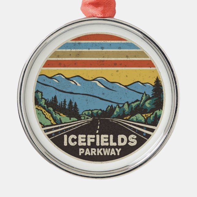 Icefields Parkway Alberta Canada Mountains Ornament Aus Metall (Vorne)