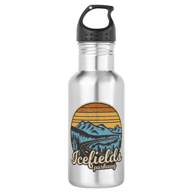 Icefields Parkway Alberta Canada Retro Edelstahlflasche (Vorderseite)