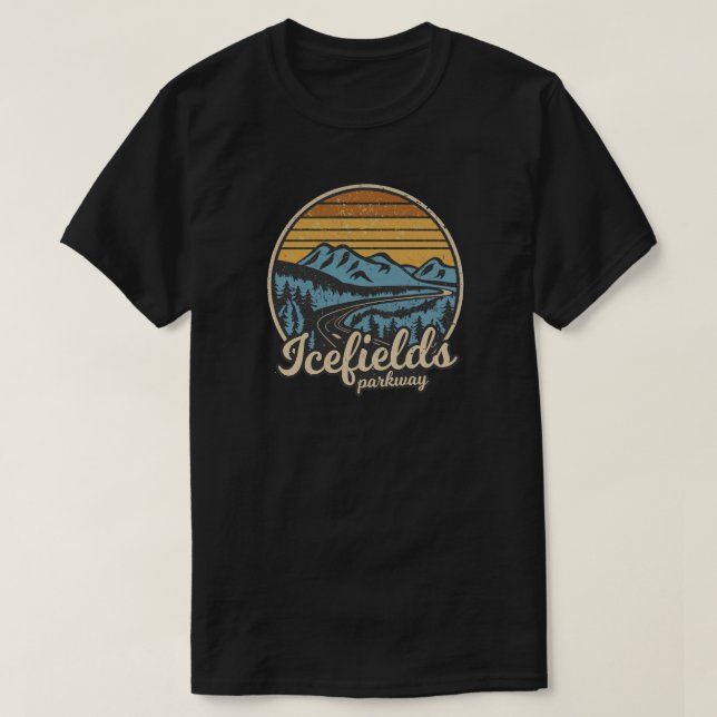 Icefields Parkway Alberta Canada Retro T-Shirt (Design vorne)