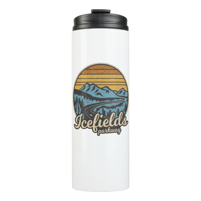 Icefields Parkway Alberta Canada Retro Thermosbecher (Vorderseite)