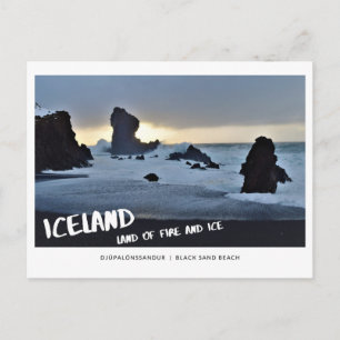 ICELAND Land Feuer und eisschwarzer Sandstrand Postkarte