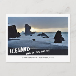 ICELAND Land Feuer und eisschwarzer Sandstrand Postkarte