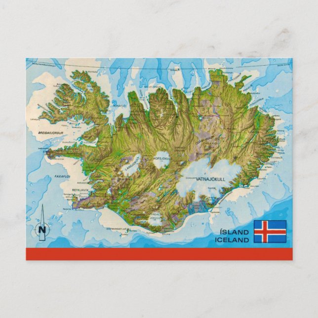 Iceland Map Postcard Postkarte (Vorderseite)
