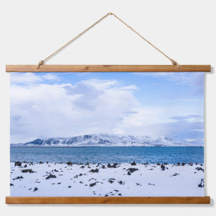 Iceland Winter Wonderland Wandteppich Mit Holzrahmen