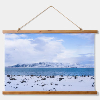 Iceland Winter Wonderland Wandteppich Mit Holzrahmen