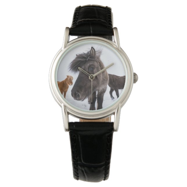 Icelandic Horse portrait Armbanduhr (Vorderseite)