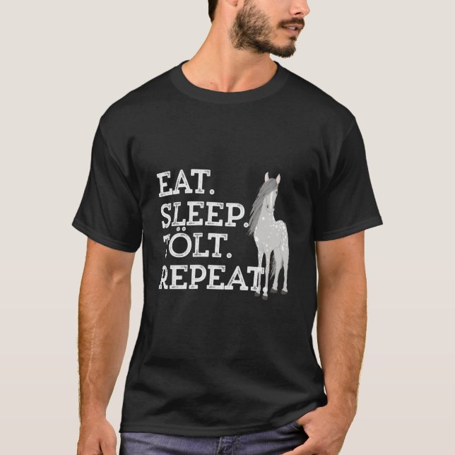 Icelandic Horse Saying Eat Sleep Tolt Toy Pony T-Shirt (Vorderseite)
